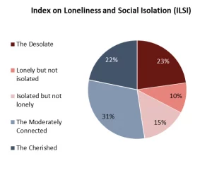 Pie Chart graph showing Loneliness and Social Isolation, Angus Reid Institute, 2019